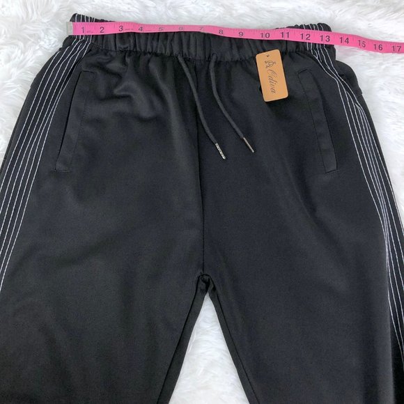Black & White Sporty Mid-Rise Joggers Pants L/XL - Picture 8 of 13
